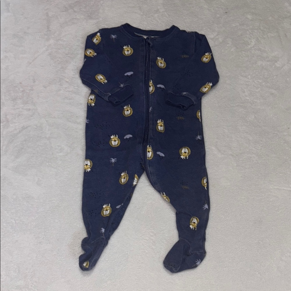 MID Navy Blue Lion zipper One Piece footie/ sleeper baby boy clothing 3 month 🦁